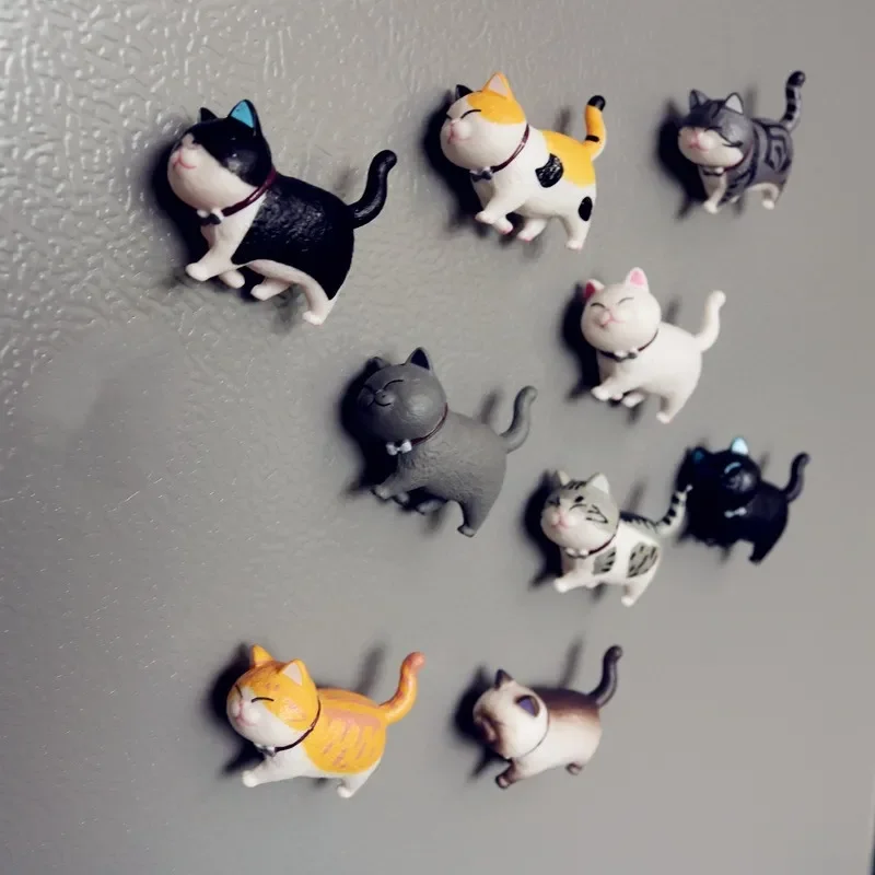 

9PCS Lovely Cat Series Refrigerator Magnet 3D Cat Magnet Home Decoration Creative Gift Animal Refrigerator Sticker