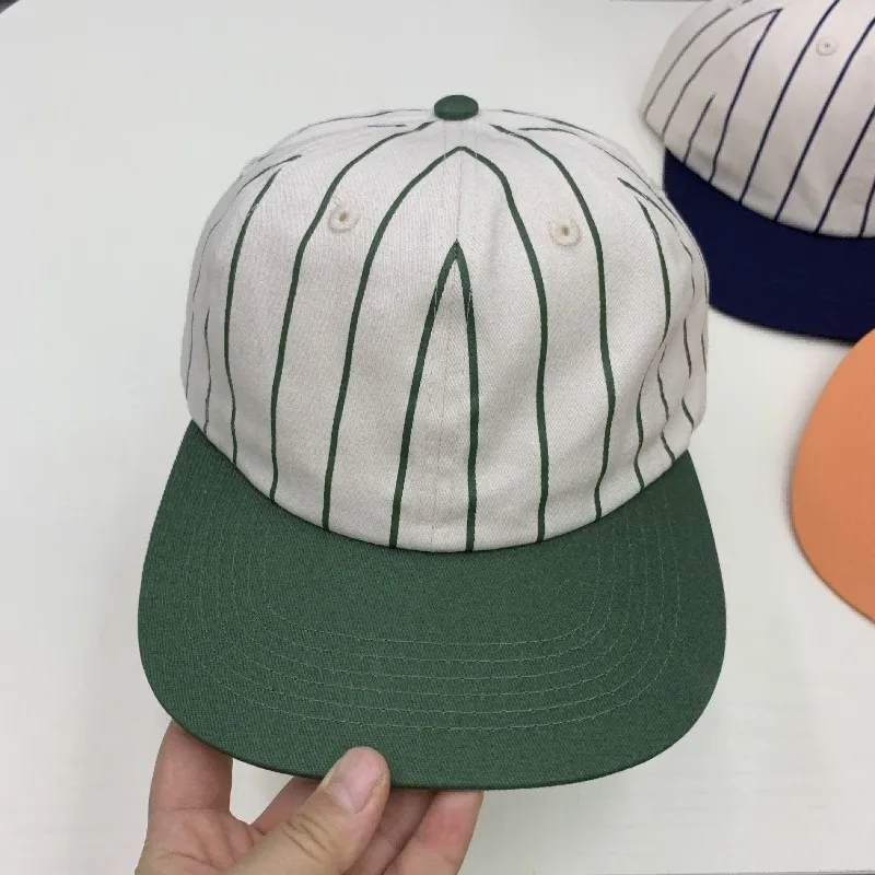 Boné de beisebol casual listrado com logotipo personalizado, tendência de rua, masculino e feminino, simples, cabeça grande, guarda-sol, borda plana ajustável, chapéu de hip hop