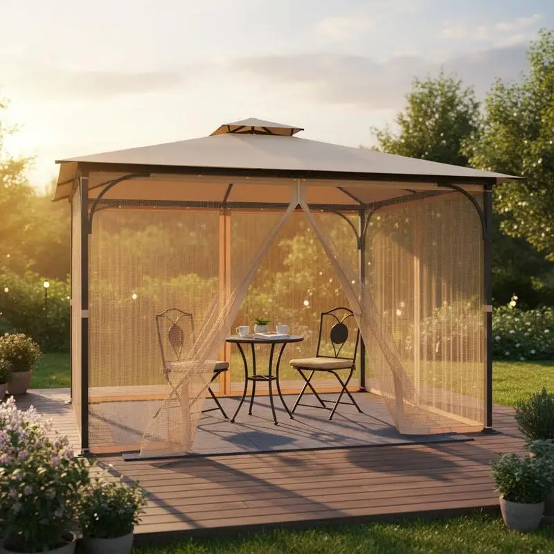 

Gazebo Netting Replacement, Fit Most 10 x 12 x 7.3 FT Gazebo, Outdoor Garden Gazebo Net, 4-Panel Sidewall Mesh Gazebo Curtain, Patio Midge Netting with Double Zipper, Canopy Screen (Netting Only)