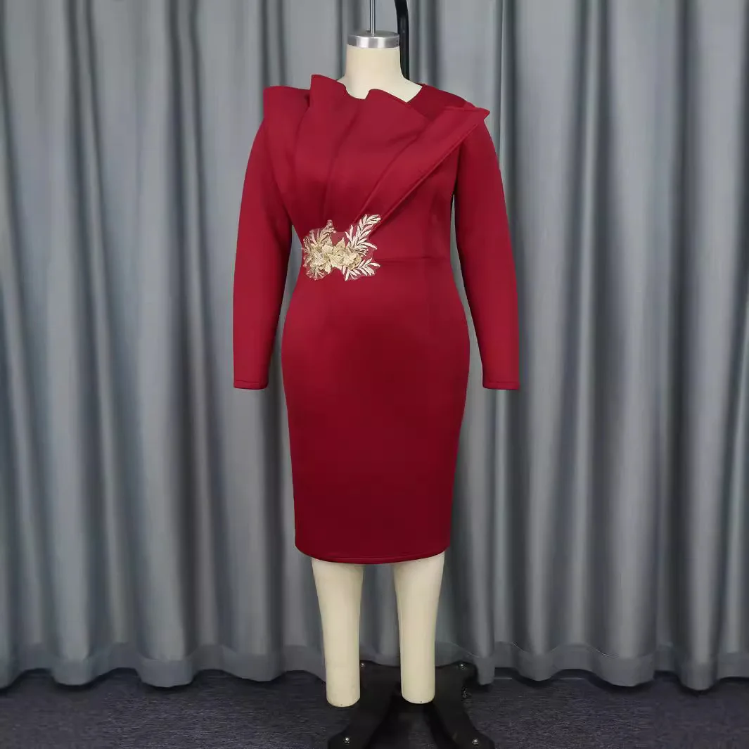

AM040617 Long Embroidered Personalized Sleeve Evening Dress Style Party Medium Long Skirt Evening Dresses