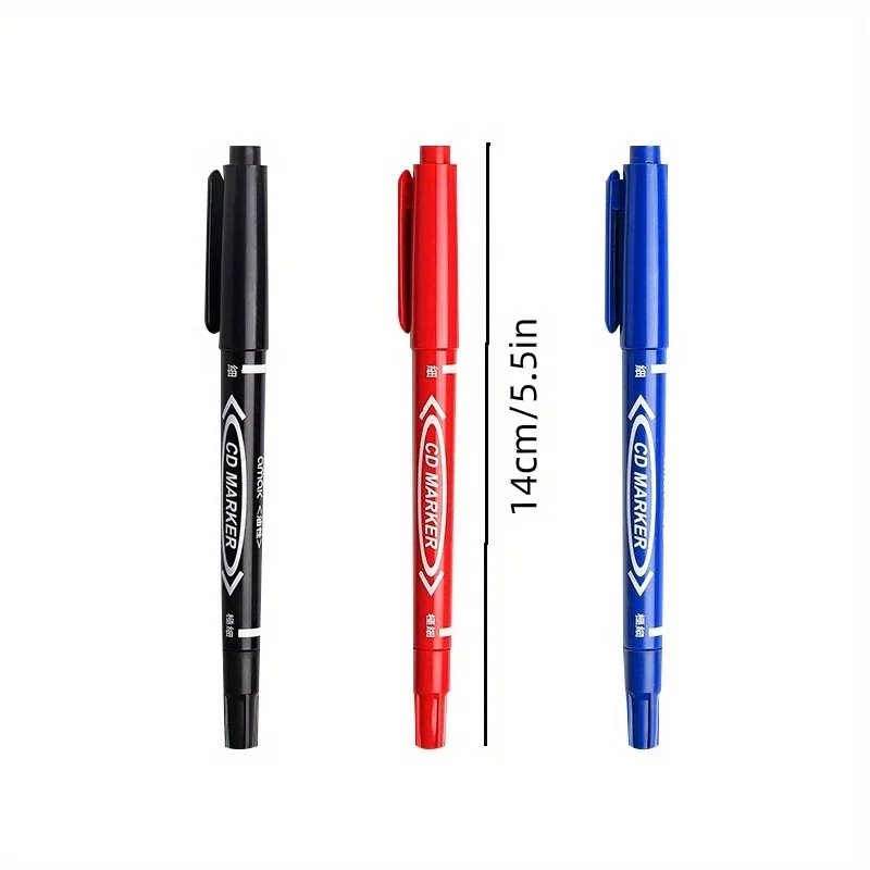 10Pcs Permanent Marker Pen Fine Point Waterproof Ink Thin Nib Crude Nib Black Blue Red Ink Fine Color Marker Pens