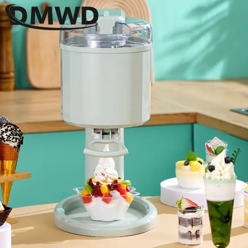 DMWD 1L Automatic Ice Cream Maker Smoothie Frozen Yogurt Fruit Pressing Machine Long-lasting Cold Insulation Milkshake Squeezer