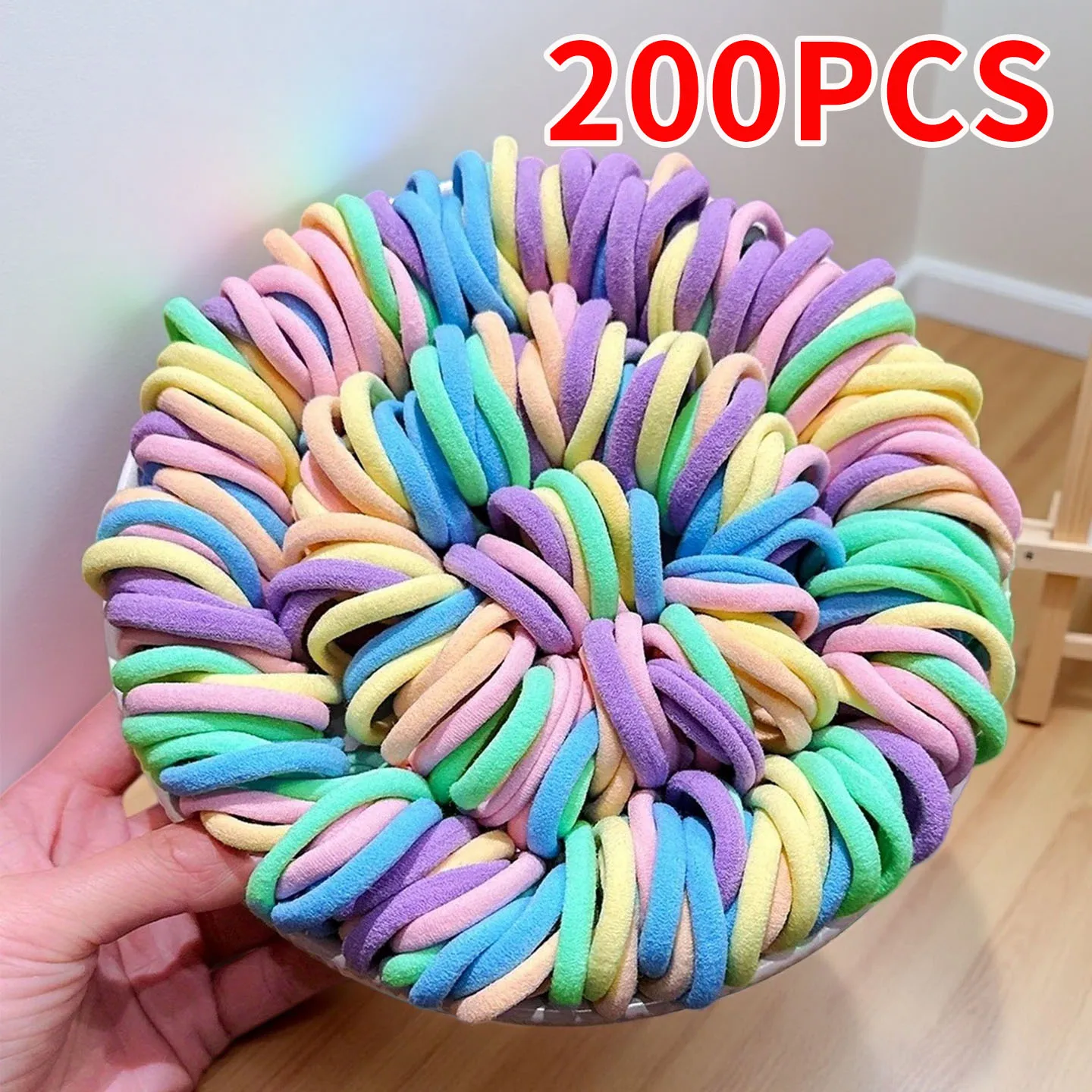 200-Piece Set of Colorful Basic Elastic Hair Ties, Suitable for Daily Use, Basic Hair Accessories for Women, Ponytail Hair Bands, Fashionable Hair Accessories for Women, Suitable for Gift Giving, as Giveaways, Etc.