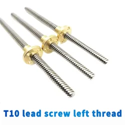 T10 lead screw Left-hand thread lead 2mm 304 stainless steel T10 trapezoidal reverse left-hand screw and reverse copper nut