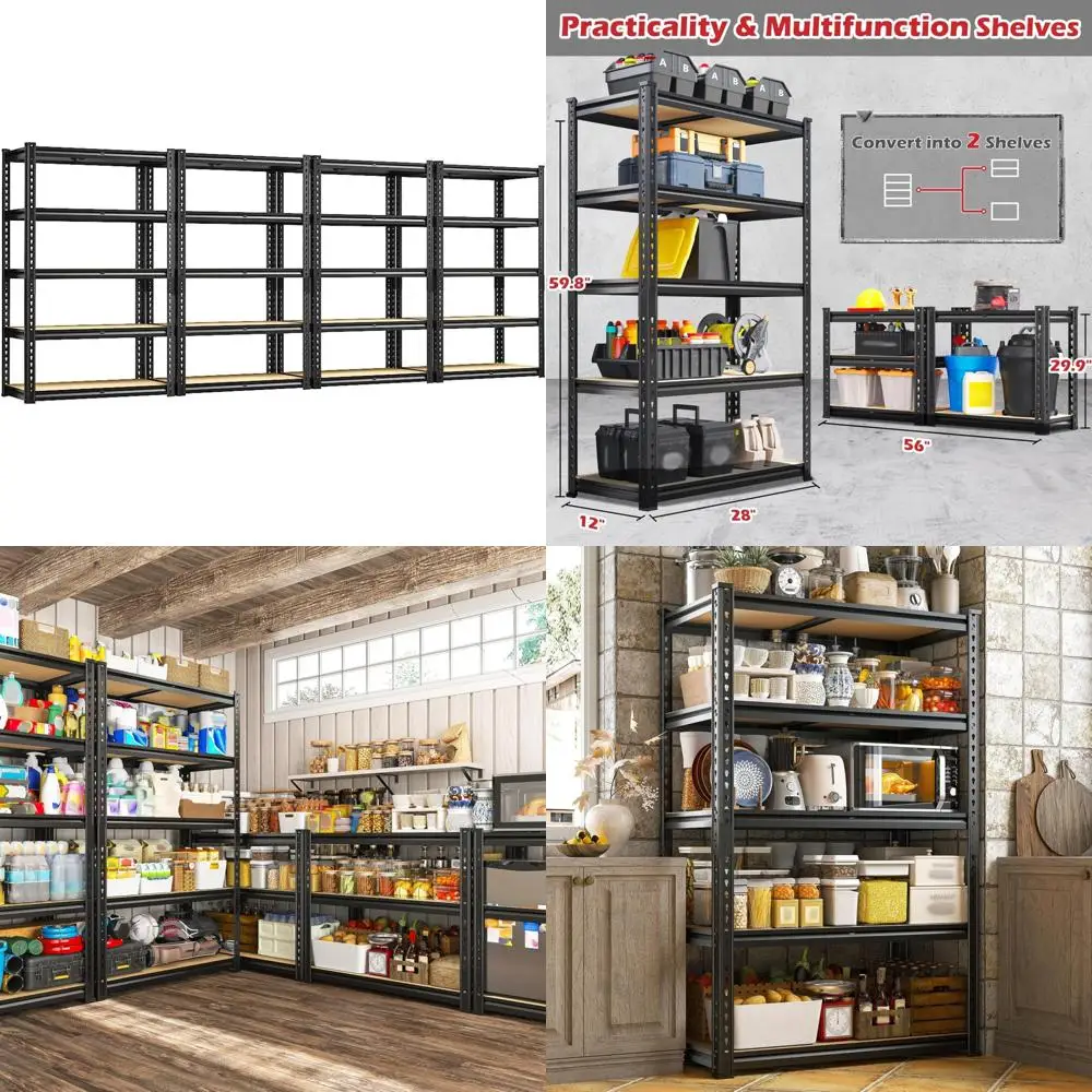 أرفف جراج معدنية شديدة التحمل مكونة من 5 طبقات، سعة 2020 رطلًا، مثالية للتخزين في المرآب والمخزن والخزانة والمطبخ #1