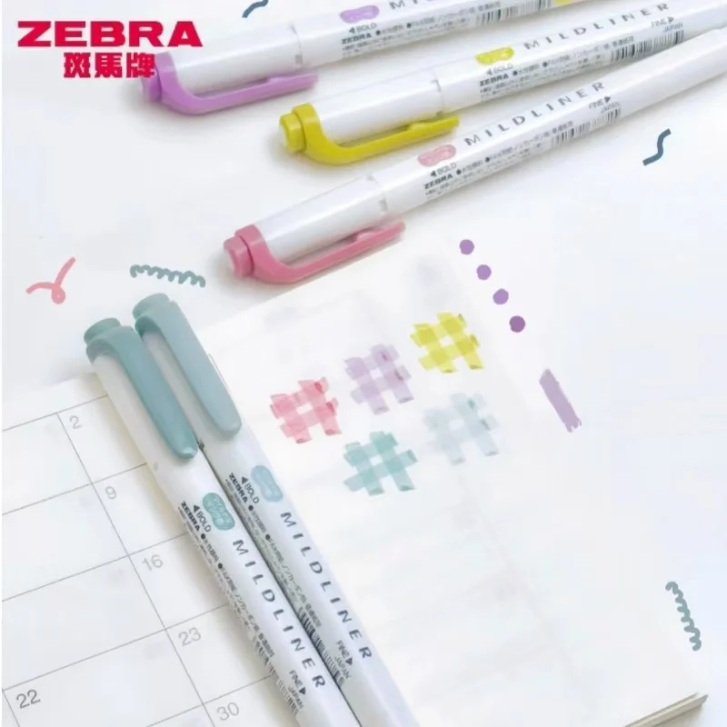 جديد زيبرا Mildliner هيغليغتر الباستيل مجموعة كاملة 5 ألوان مجموعة قلم تحديد مزدوج نهاية الفن القرطاسية العرض لرسم اللوحة