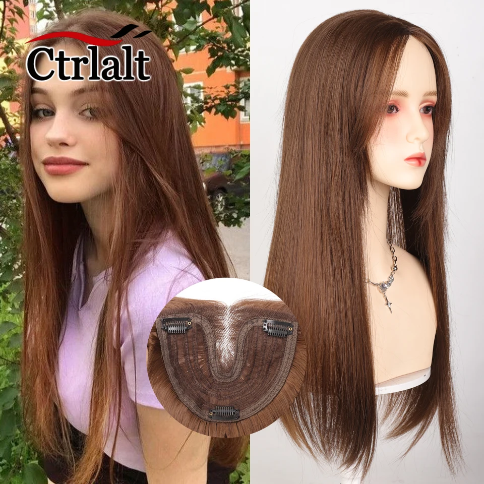 

Hair Toppers Middle Part Bangs for Women 22Inch Long Striaght Topper Hairpiece for Thinning Hair Synthetic Topper Hair Extension