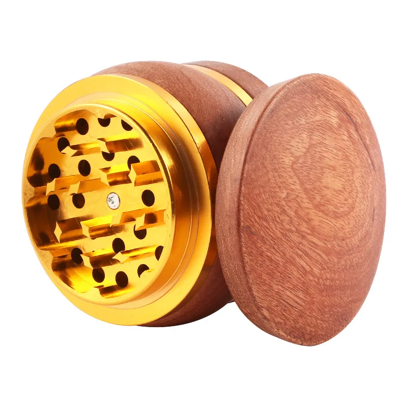 78mm solid wood smoke grinder creative aluminum tooth Sapele wood tobacco grinder smoking accessories