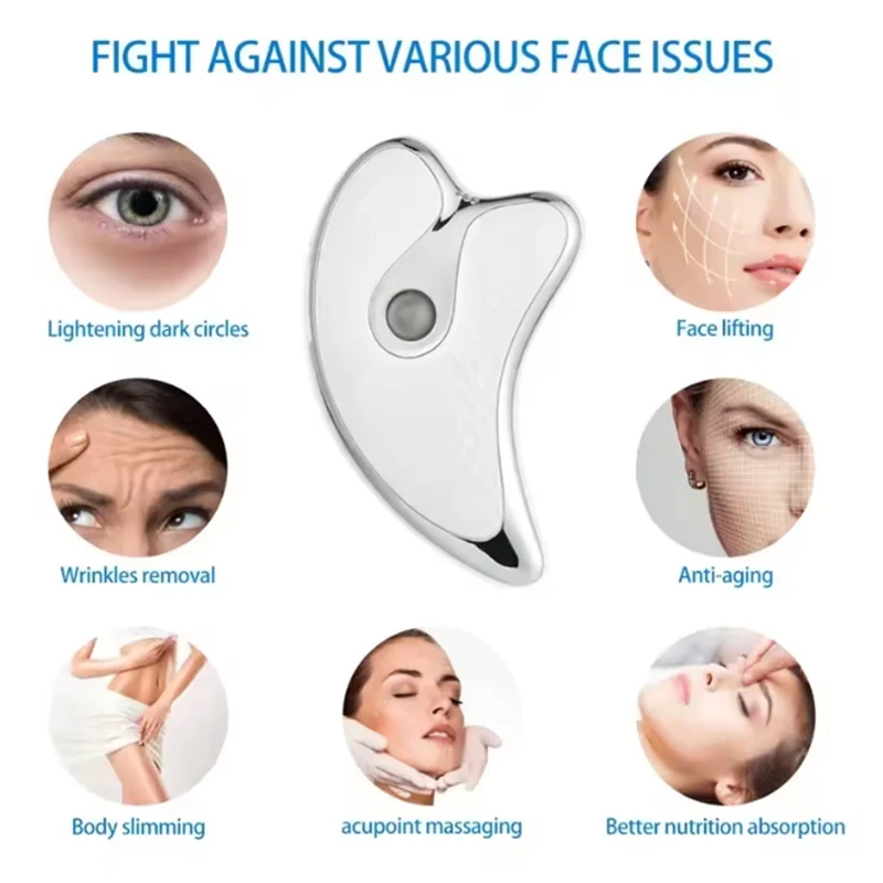 เครื่องนวดหน้าและตัว EMS ไมโครเคอร์เรนท์ กัวซา ยกกระชับผิว ลดริ้วรอย กระชับใบหน้า เครื่องมือเสริมความงามไฟฟ้า เครื่องนวดหน้าแบบขูด