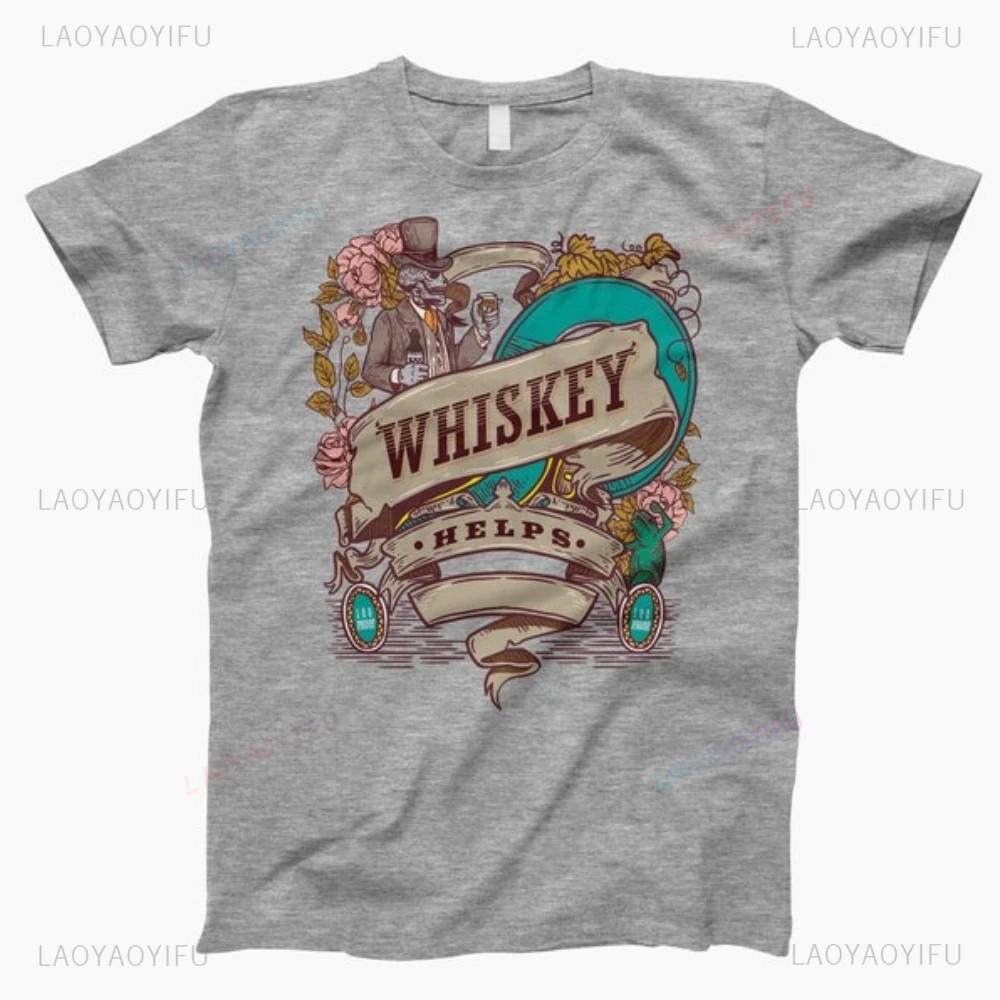 Camisetas con estampado de rosas para amantes del whisky, Camiseta de algodón de alta calidad para mujer y hombre, ropa de calle informal transpirable para exteriores