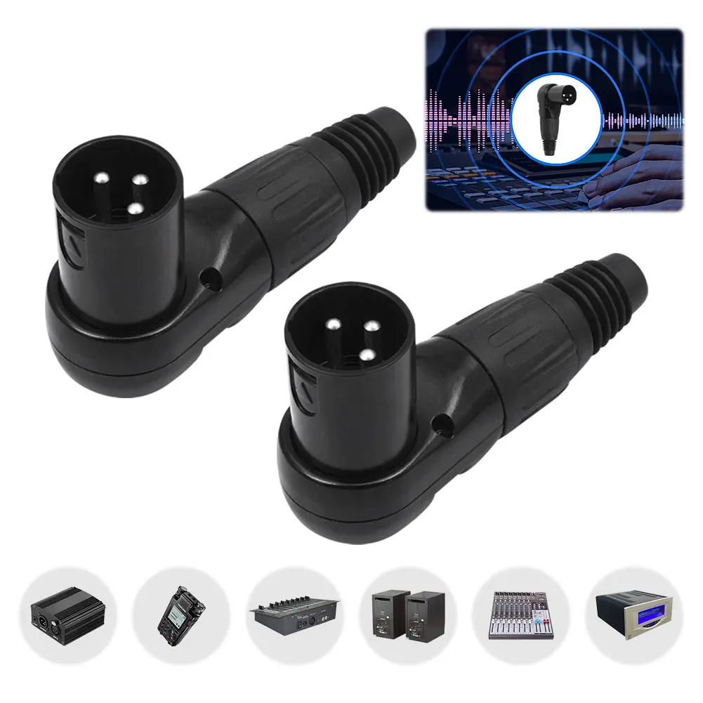 3Pin Adjustable XLR Female/Male Jack Connector Right Angle 90 Degree Audio Wire Connector for Speaker Systems Radio Station
