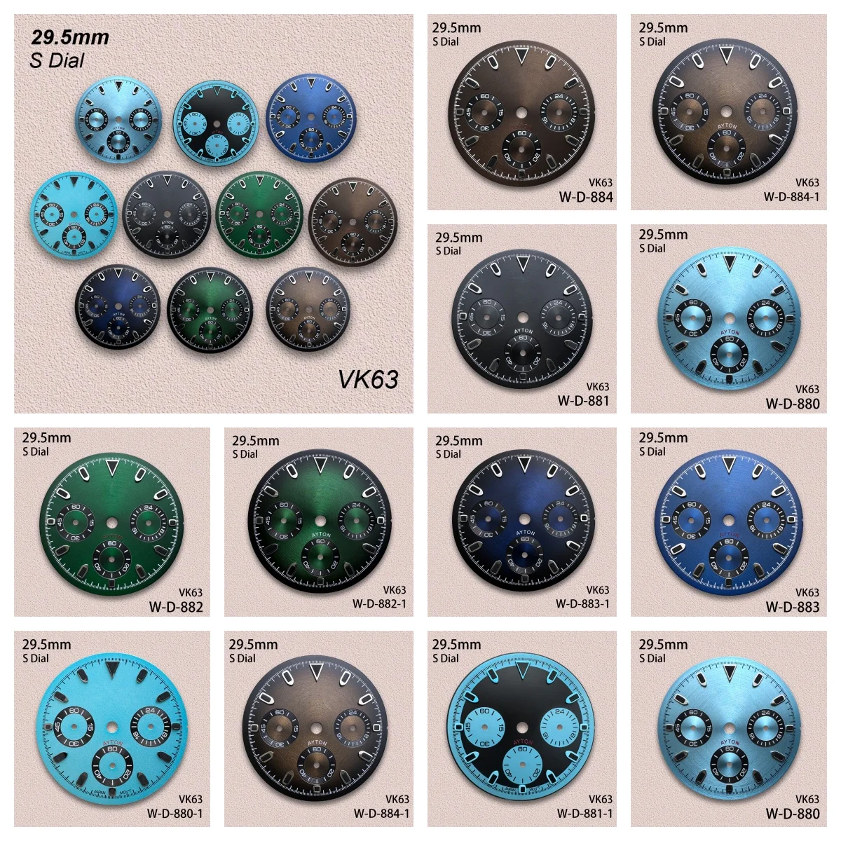 

29.5mm S Logo DTN Panda Dial Suitable For VK63 Movement Green Luminous CD Pattern Quality Watch Modification Accessories