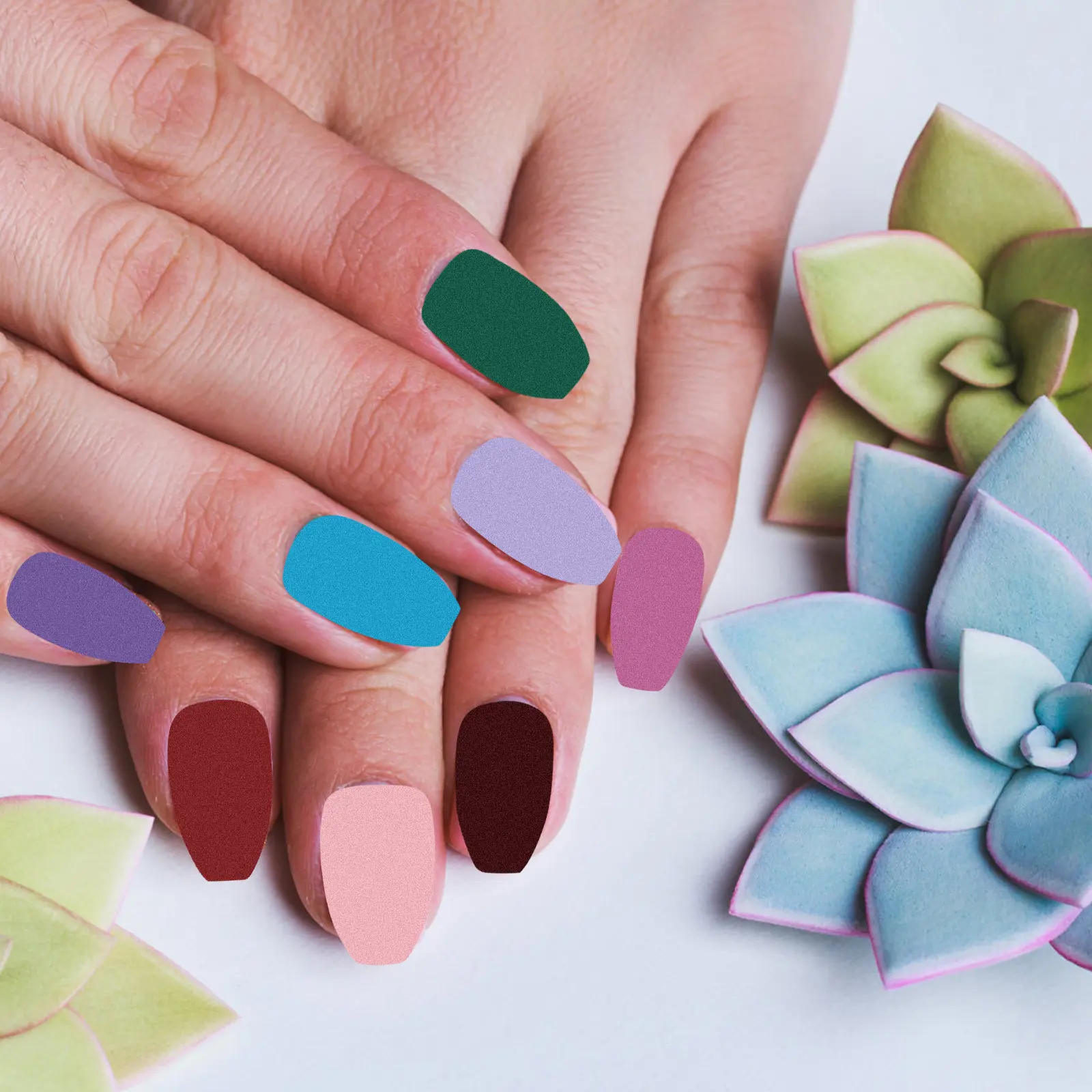 

16 Sheets Glitter Decal Sticker Gloss Nail Strips Full Cover Stickers Art Wrap for