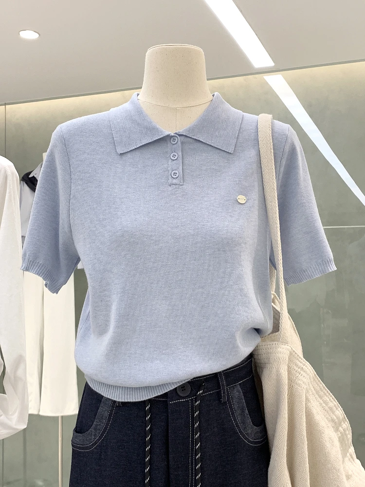 

plus Size Knitwear Ne ort Sve T-irt Women Summer Slimming Fat MM Anti-Aging Top Korean Sle Straight Cut