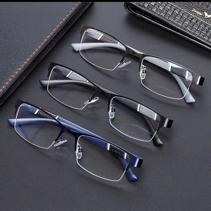 Anti Blue Lesebrille Herren Retro Metallrahmen Quadratische Presbyopiebrille für Unternehmen – Detail 2