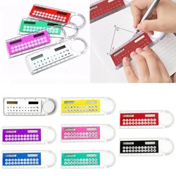 Mini Ultra-thin Straight Ruler with Solar Calculator Magnifier Multifunction Calculator 10cm School Office Supplies