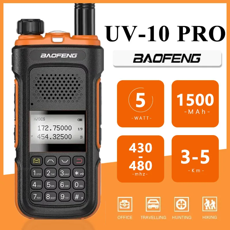 baofengUV10 camping walkman Wireless set long range radios walki communication radio ham Two-way transceiver hunting talkie ptt