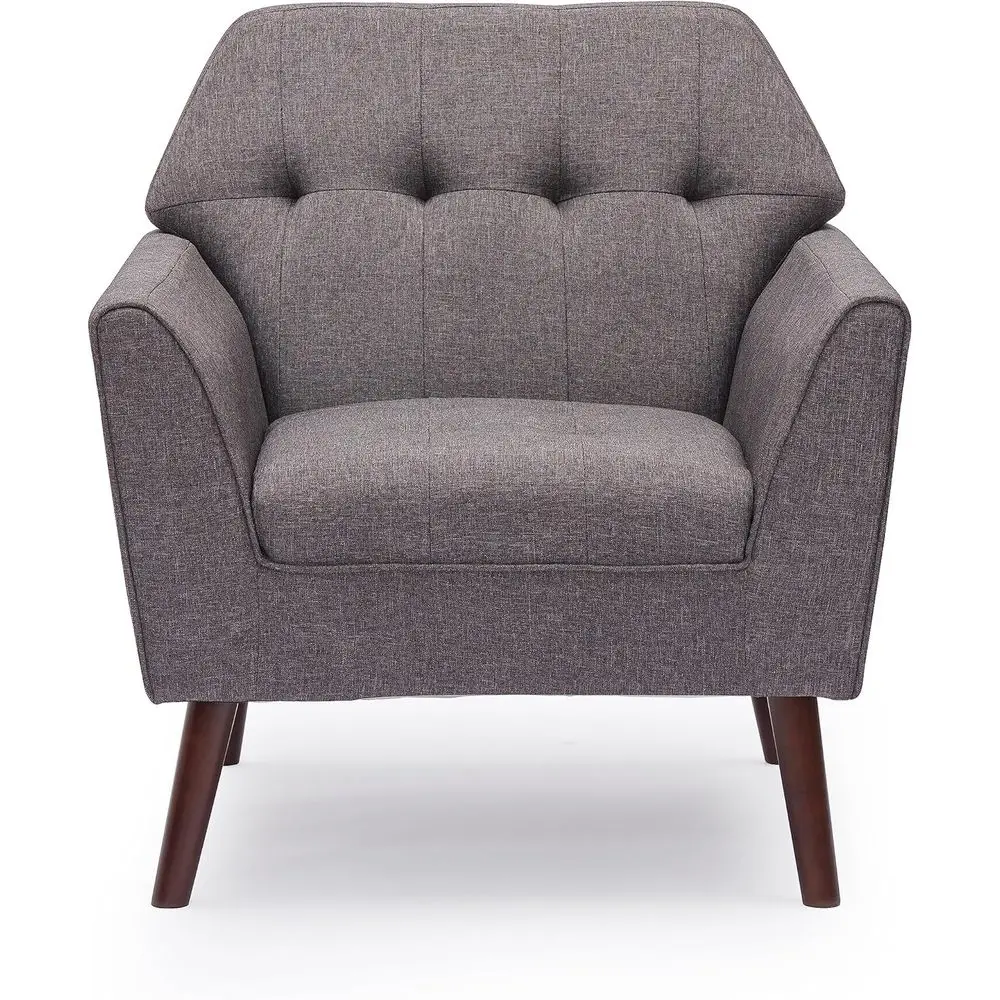 

Accent Chairs for Bedroom, Midcentury Modern Accent Arm Chair for Living Room, Linen Fabric Comfy Reading Chair, Tufted Comforta