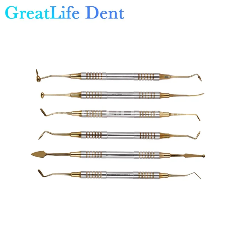 GreatLife Dent 6pcs/set Professional Equipment Dental Suraical Instruments Resin Filling Aesthetic Restoration Kit