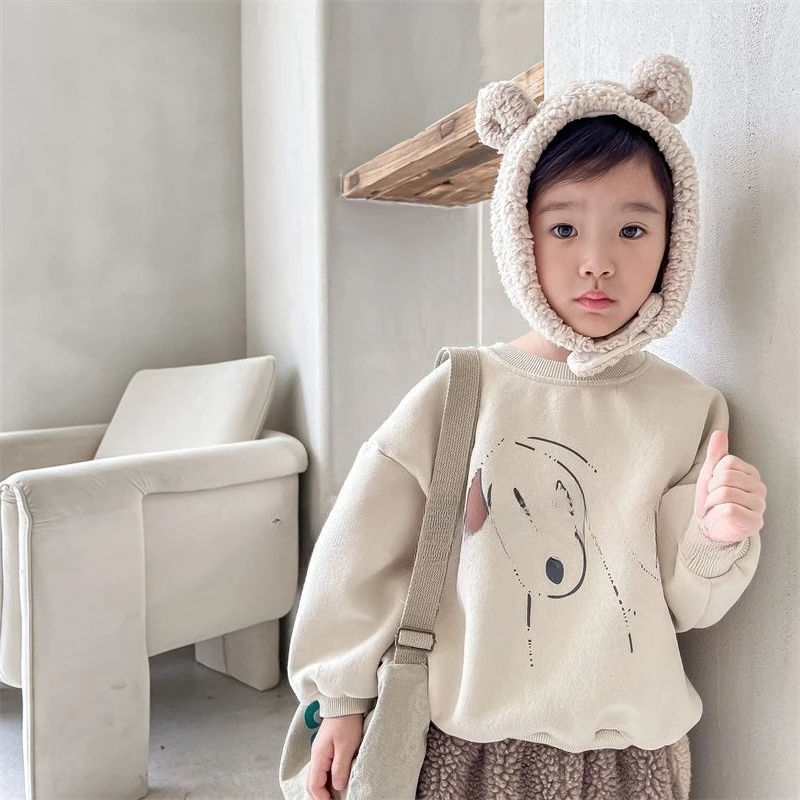 

2025 Children's Autumn Clothing New Boys Winter Hoodie Japanese Korean Version Girls Fleece Hoodie