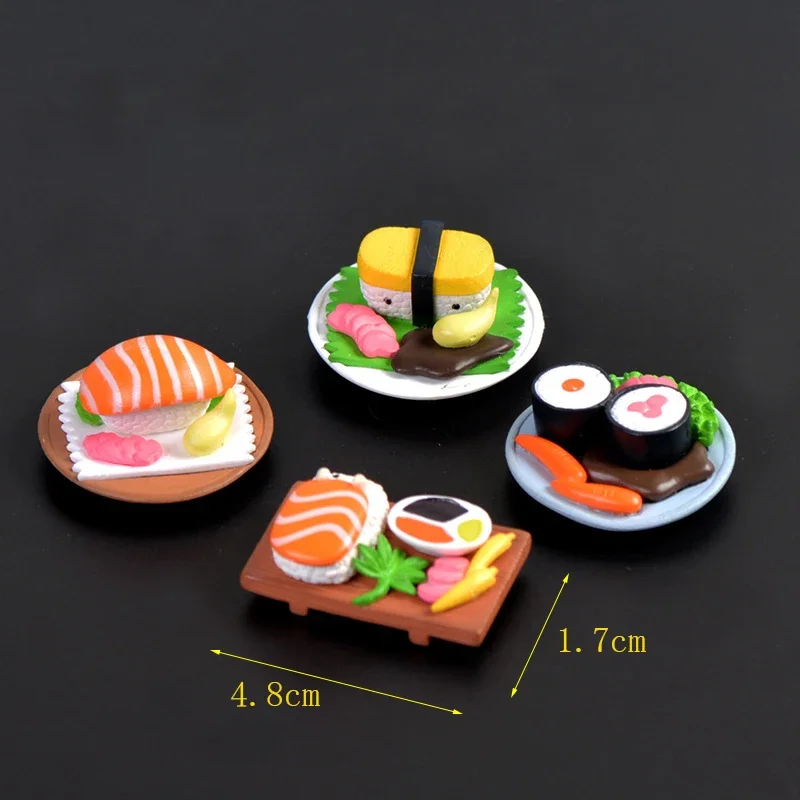 4 stks/set Creatieve Heerlijke Sushi Miniatuur Voedsel Leuke Ornamenten Miniatuur Pop Voedsel Sieraden Diy Craft Accessoires Home Decor