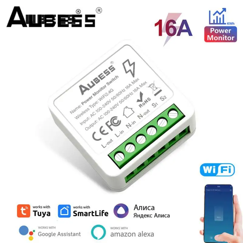 Mini Tuya Wifi Switch Smart Life Control With Energy Monitor 16a 2-way Control Smart Life Control Timer Tuya Wifi Alexa Timer