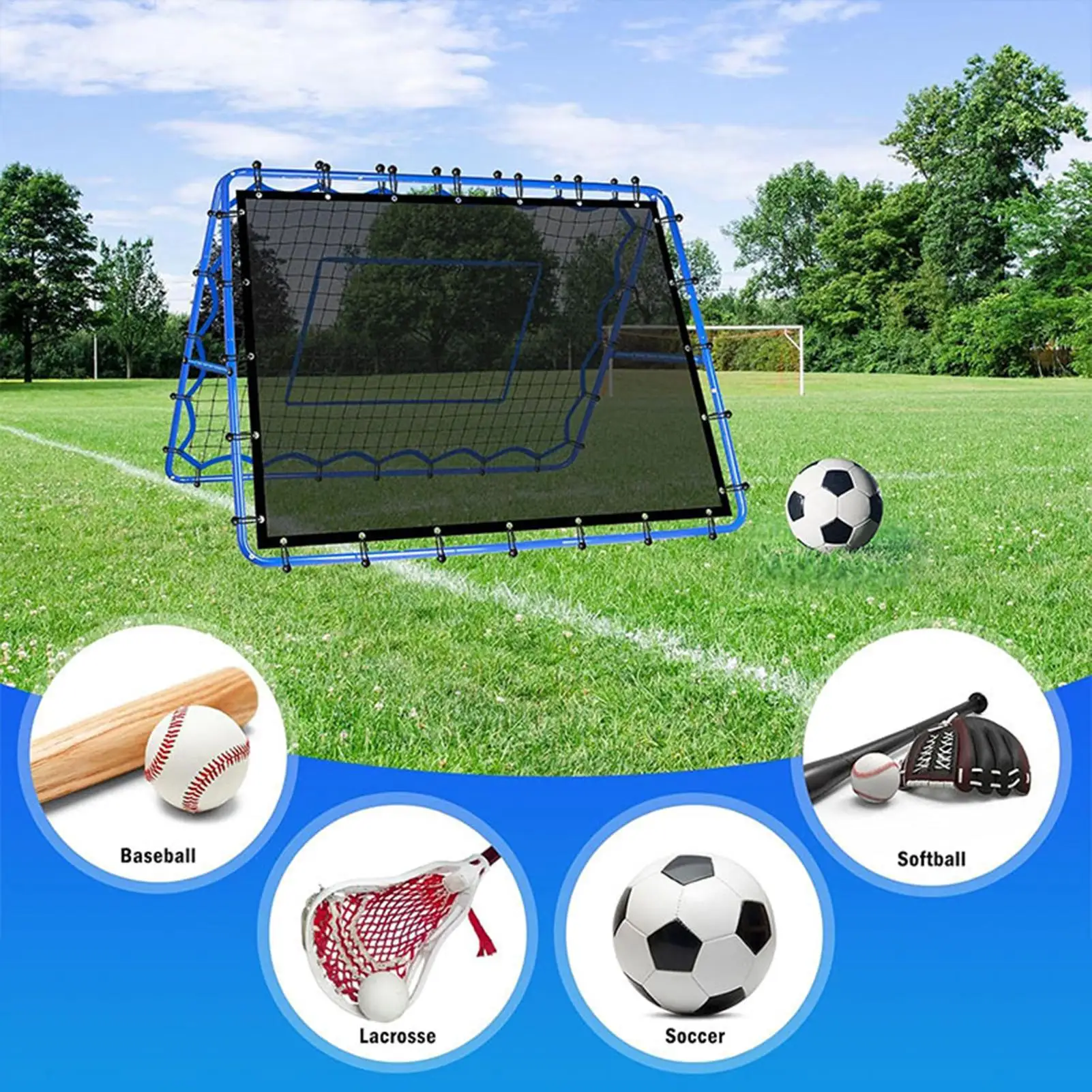 Baseball Bounce Back Net Softball Pitching Bounce Back Mesh Soccer Rebound Training Net For Volleyball Football Backyard