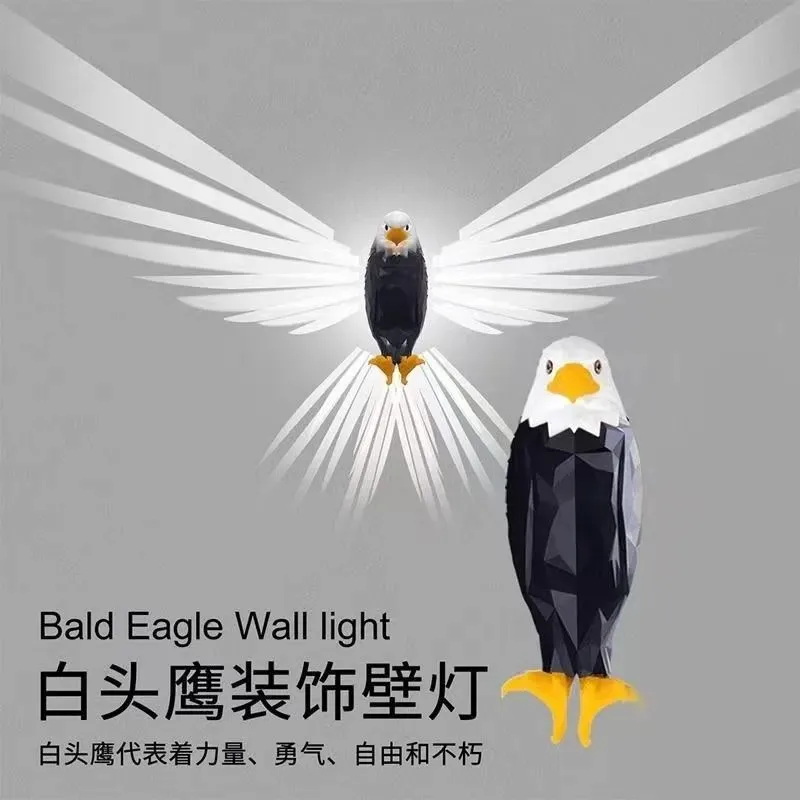 Lâmpada de parede águia, lâmpada personalizada montada na parede com projeção de animais, luz noturna simples e criativa para casa, decoração artística