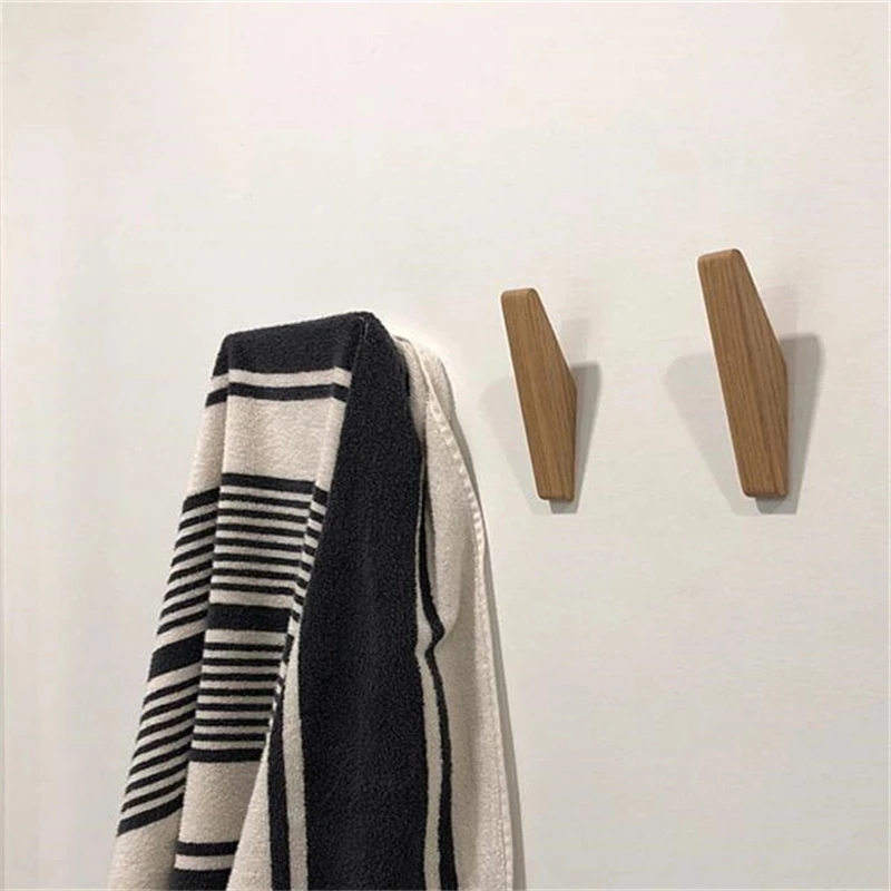 Natural Wood Clothes Hanger Wall Hanging Coat Hook Decorative Key Holder Hat Scarf Handbag Storage Hanger Bathroom Rack Hook