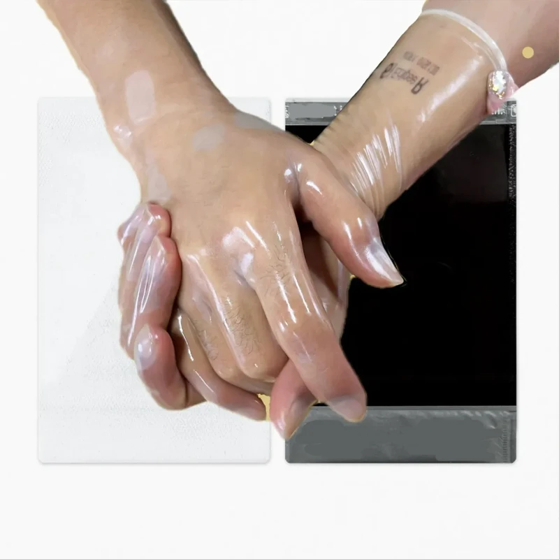 Sexy Oiled Shiny Transparent Super Soft Thin Latex Zentai Gloves Male To Female Sheer Cosplay Kigurumi CD Fetish Gloves