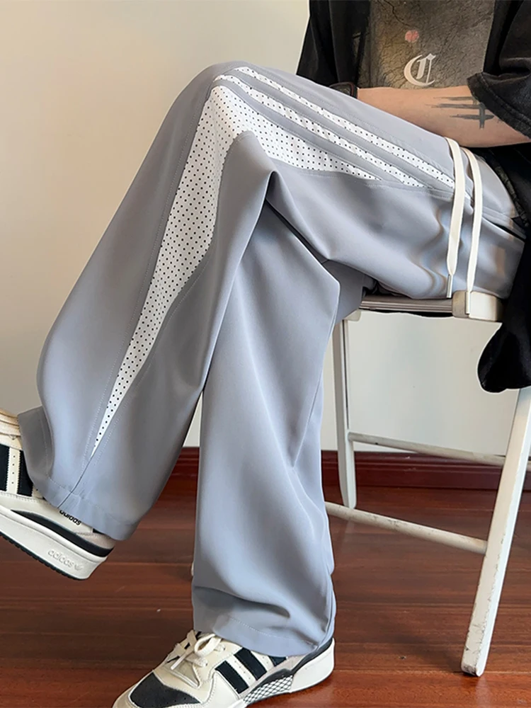 

Lightweight Ice Silk Sports Pants for Boys Qui Dry Straight Leg Casual Trousers Summer Faionable Youth Active Wear