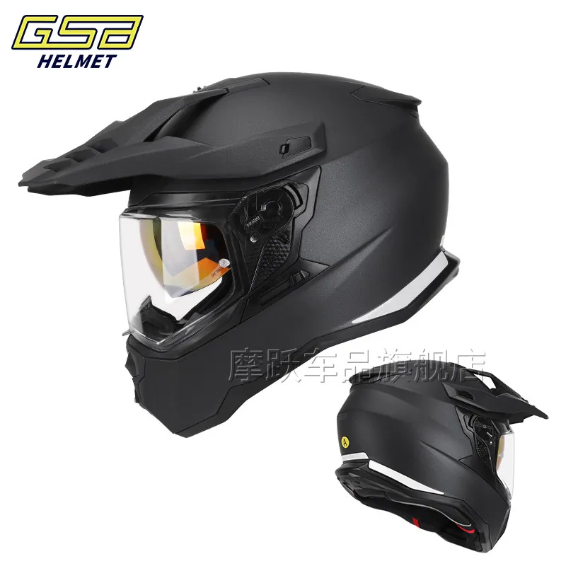 GSB XP22 Summer Motorcycle Helmet Dual Lens Breathable Rally Full Face Helmet for Off-Road Touring Motocross Riding