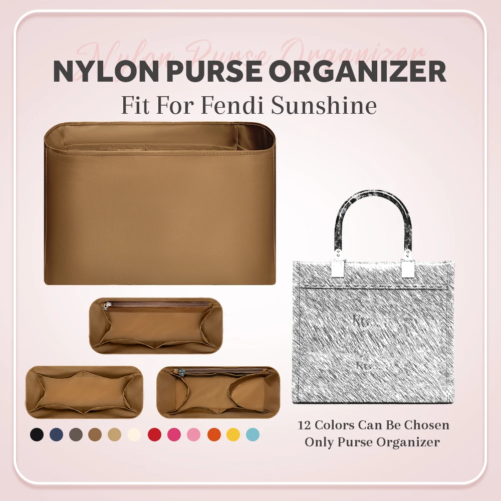 

Nylon Purse Organizer Insert, Large Tote Bag Organizer Insert Fit for Fendi Sunshine Handbag Inside Bag Organizer Inner Insert