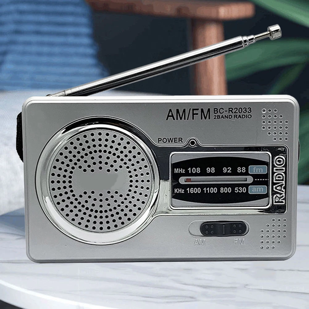 FM/AM Portable Mini Radio Dual Band Battery Operated Radio Built-in Speaker with 3.5mm Jack Telescopic Antenna BC-R2011 BC-R2048
