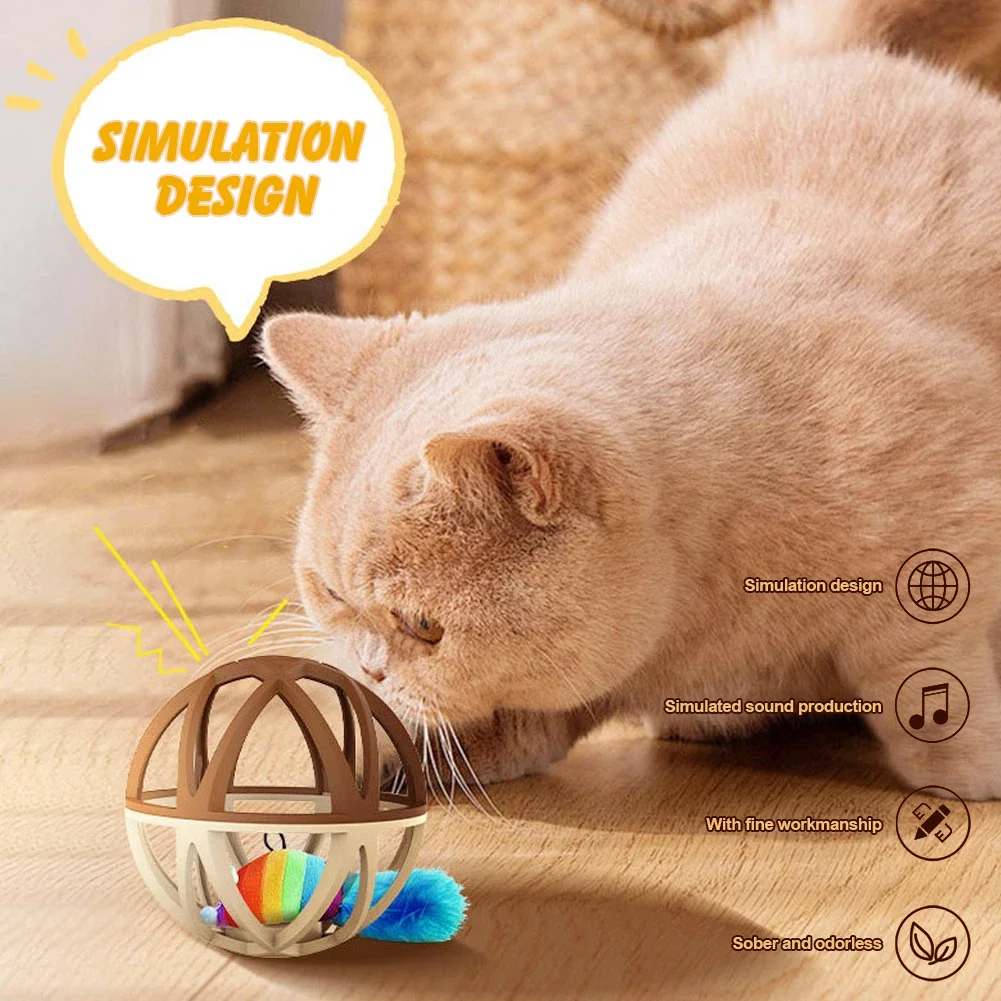 New Pet Supplies Sound Making Toy Cage Mouse Cat Toy Self Entertaining Boring Relief Pet Stick Calling Ball Cat Toy Home Goods