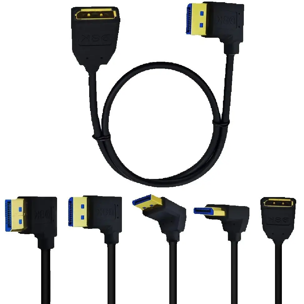 90 درجة زاوية 8K 60 هرتز DP 1.4 فولت كابل ذكر إلى أنثى عرض ميناء تمديد خط لأجهزة الكمبيوتر المحمول العارض رصد الفاصل العرض