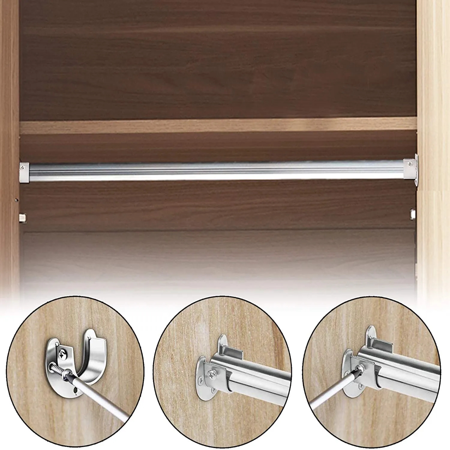 4 Pcs Stainless Steel Hanging Rod Bracket U Shaped Curtain Rod Bracket, Heavy Duty Round Tube Sockets With Screws (25Mm)-AT64