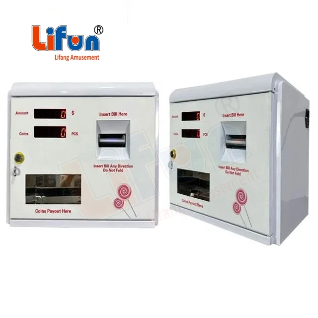 HCY Mini Wall Mounted Bill Cash to Coin Token Exchange Machine Laundry Coin Changer Coin Dispenser T letop Money Change Machine