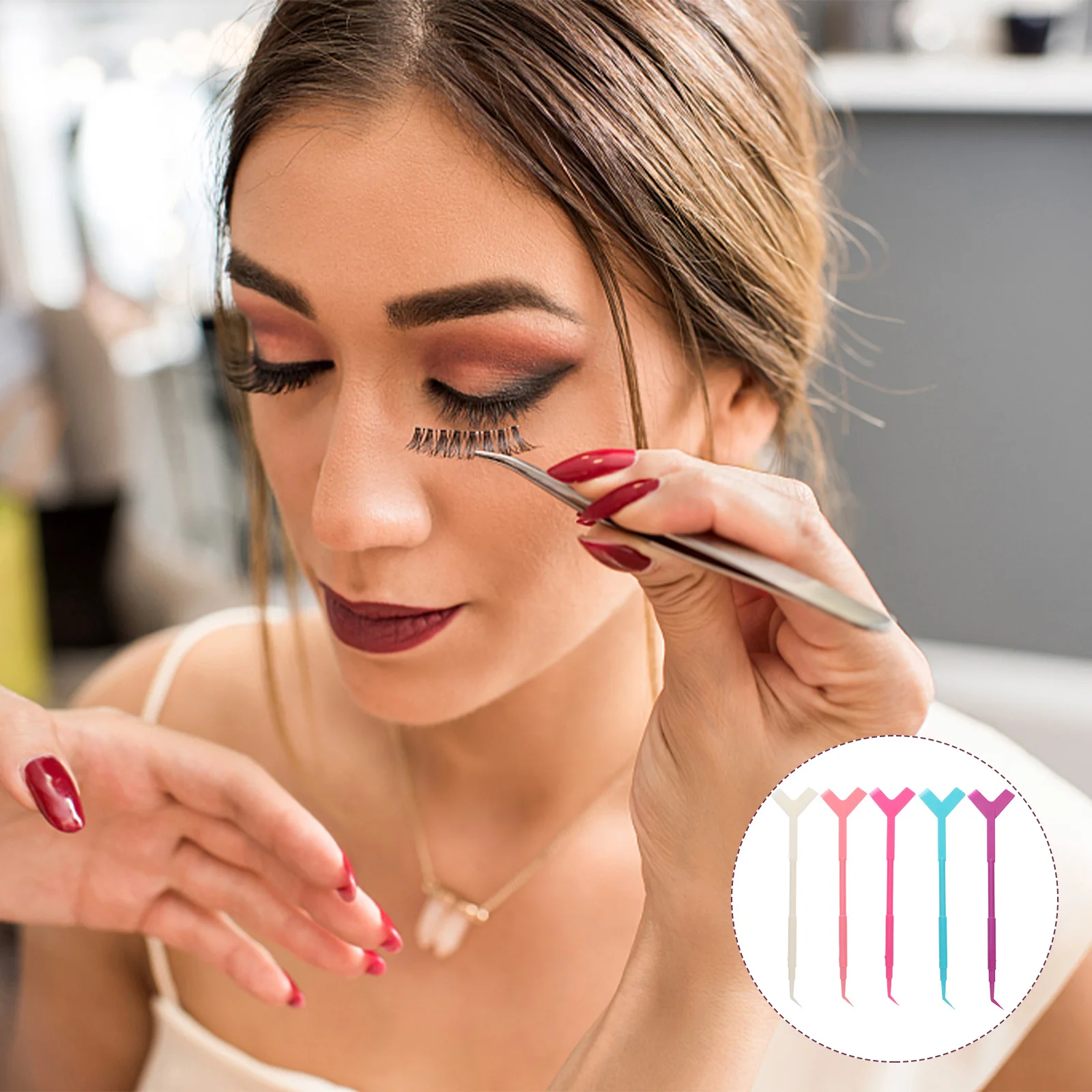 50 قطعة قابلة لإعادة الاستخدام لاش رفع قضبان Y-شكل رمش أدوات لفصل بالفرشاة الرموش الصناعية دائم صالون اكسسوارات التجميل #1