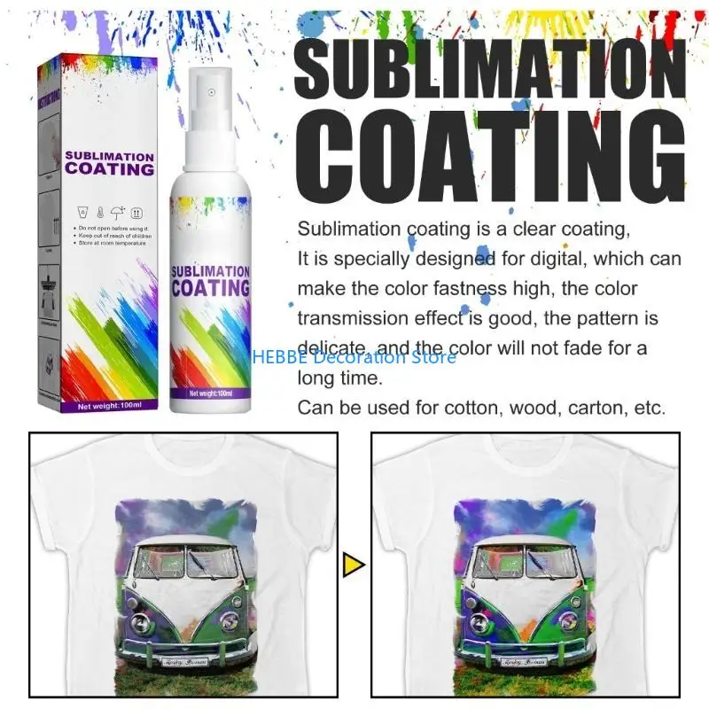 B0KC 100ml Sublimation-Coating Perfect for Brighter More Vibrant Colors Effects
