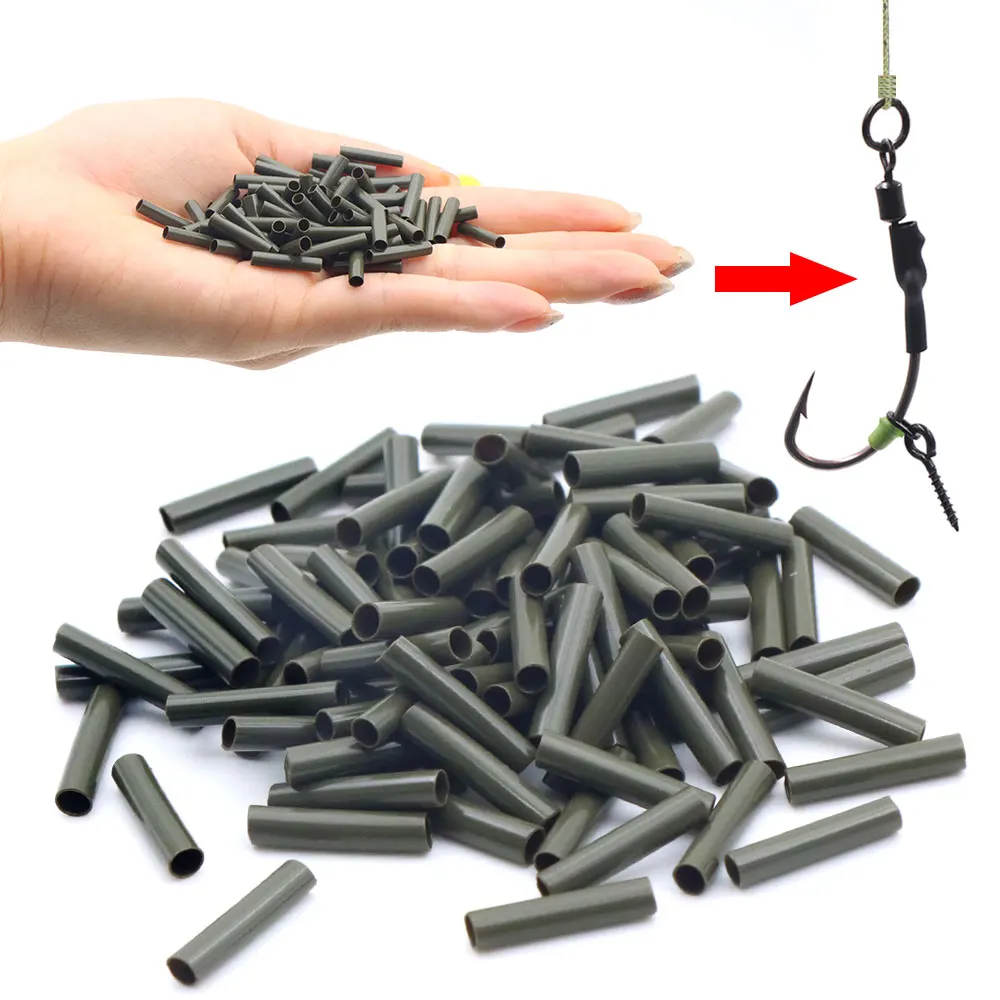 100pcs Carp Accessories Fishing Hook Kicker Aligner  Heat Shrinking Tube Hook Line Angle Sleeve For Fishing Rig Terminal Tackle