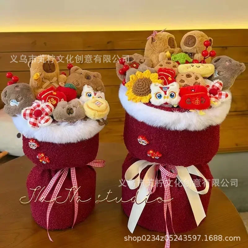 Hello Kitty Anime Kawaii MINISO Ins Fashion Lovely Doll Flower Bouquet Cute Cartoon Cinnamoroll Toys Creative Gifts for Girls