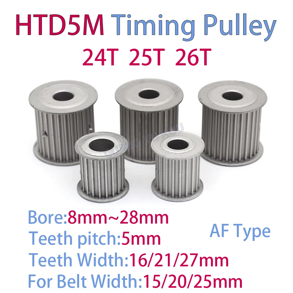 

HTD 5M 24Teeth 25Teeth 26Teeth Synchronous Timing Pulley Bore 8~28mm for Width 15/20/25mm Belt htd 5m 24T 25T 26T timing pulley
