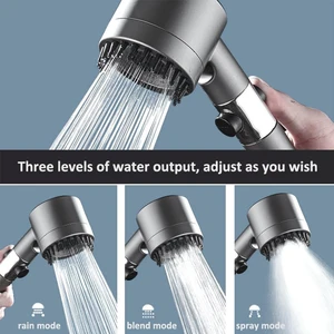 3 Modes High Pressure Water Saving Filter Powerful Shower Head Massage Spa Handheld Showerhead with ON/OFF Switch for Bathroom