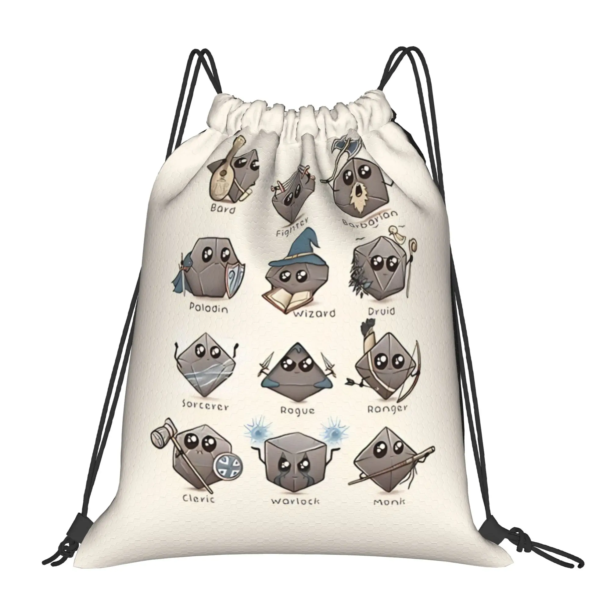 DND RPG Adventure Graphic  Portable Hiking Riding Gym Drawstring Storage Sporty Backpacks