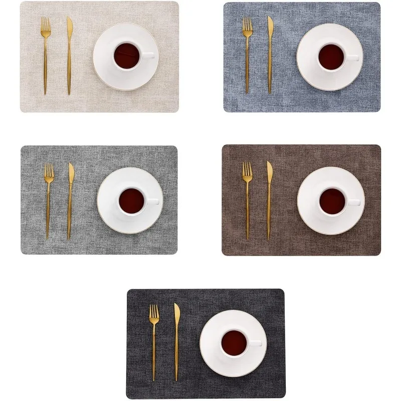 Placemats, Faux Leather Table mats Set,  Place Mats Non-slip Thermal Stain-resistant Easy to Clean Table mat for Table,kitchens