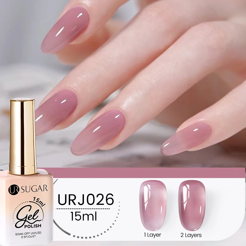 

UR SUGAR 15ml Crystal Jelly Nude Pink Purple Gel Nail Polish Transparent Semi-permanent UV Gel Nail Art Soak Off Gel Varnish