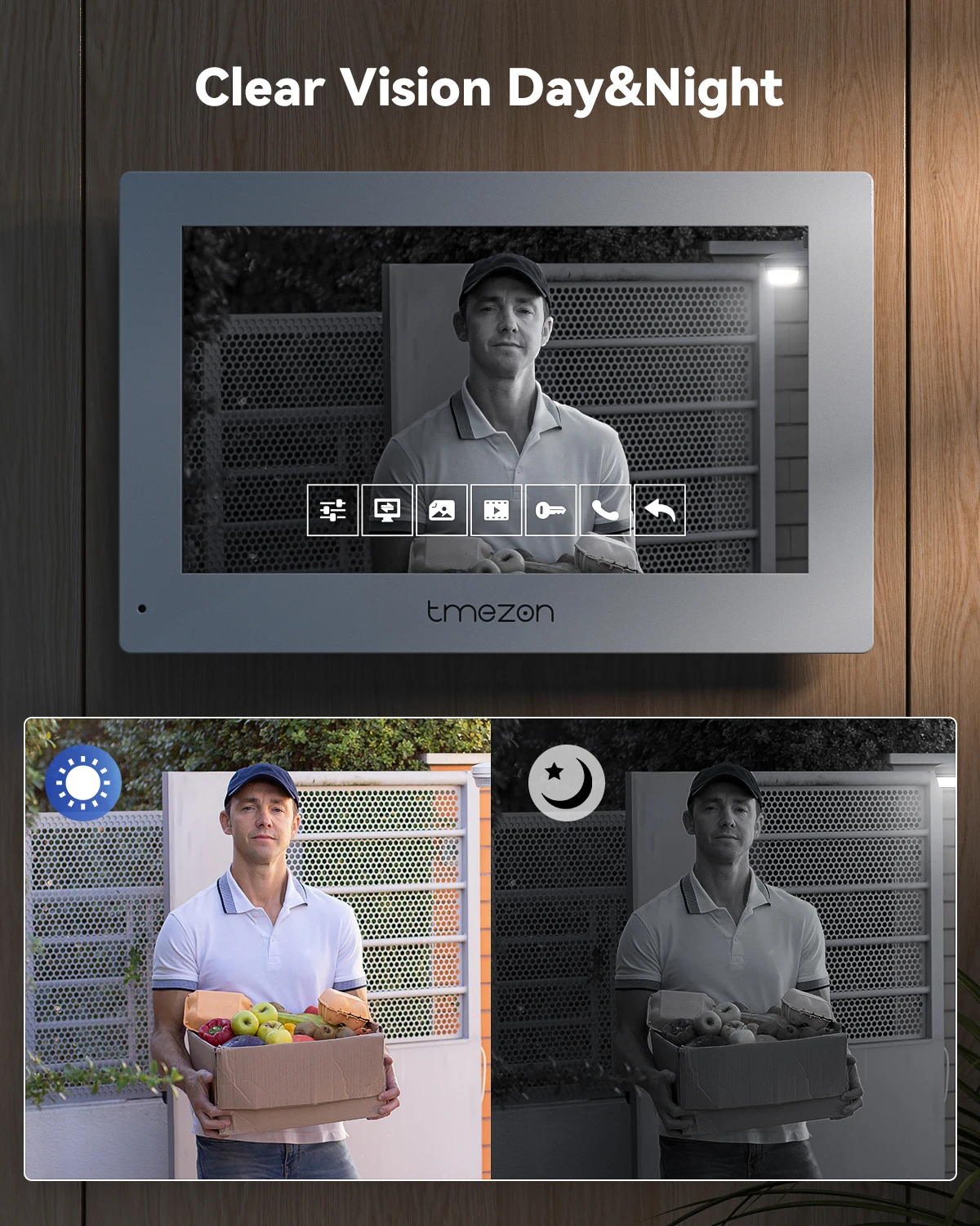 TMEZON 7 Inch Tuya App 1080P Wifi Smart Video DoorPhone Intercom System with  Wired Doorbell APP/Password/Card Swipe TouchScreen