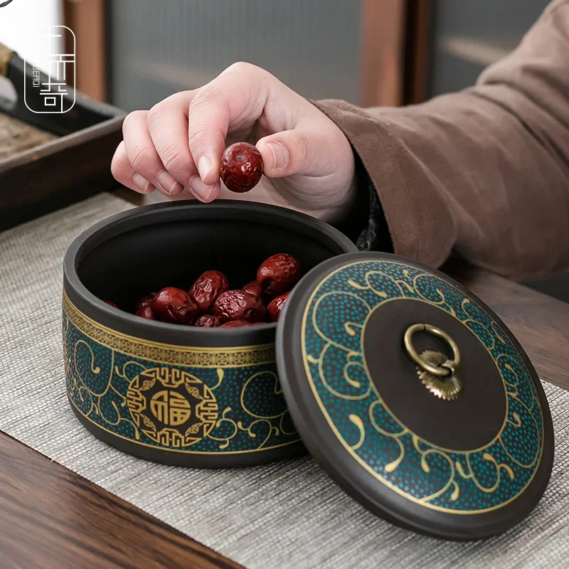 Purple Clay Tea Jar Snack Storage Box Exquisite Storage Tea Jar Home Decor Jars Pu Erh Green Tea Leaves Half Pound Packaging Box