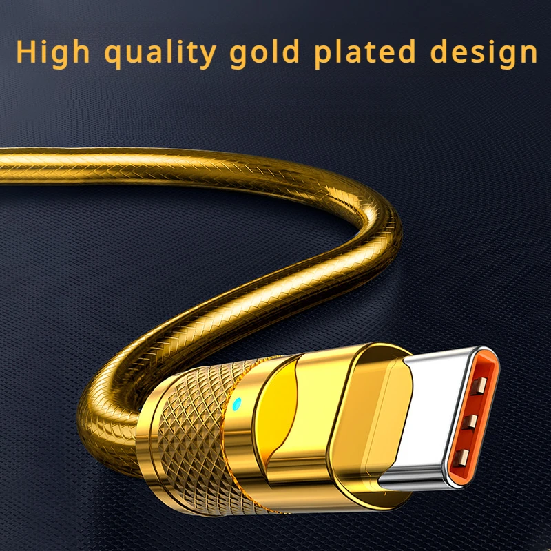 Gold Data Cable 120W Super Fast Charging Charging Cable Suitable for Apple TYPE-C Android Suitable for Samsung Apple Xiaomi Oppo